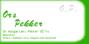 ors pekker business card